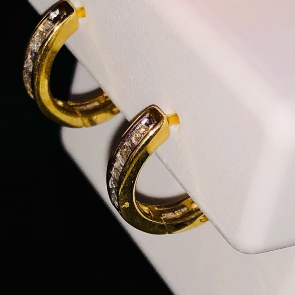 REAL DIAMOND Baguette Hoops NOT CZ NOT FAKE SALE! - Picture 3 of 8